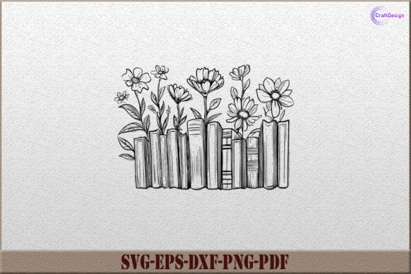 Books with Flower SVG Book Lover SVG