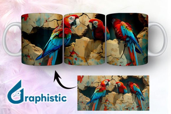 Break Through Parrots Couple Mug Wrap 11