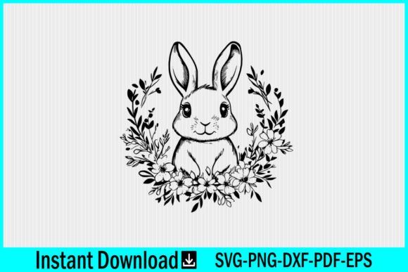 Bunny with Flower SVG Rabbit SVG Vector