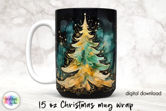 Christmas Holiday Mug Wrap, Alcohol Ink
