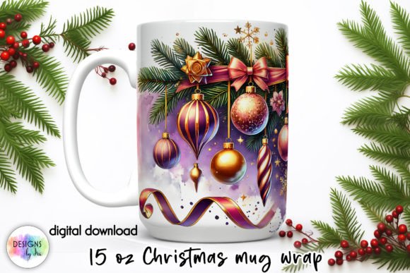 Christmas Ornaments Mug Wrap Design