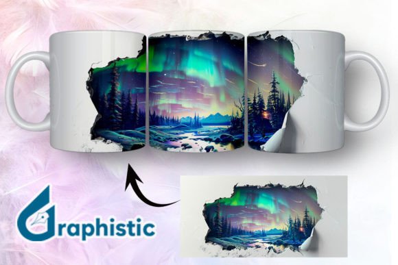 Cracked Northern Lights Mug Wrap 01