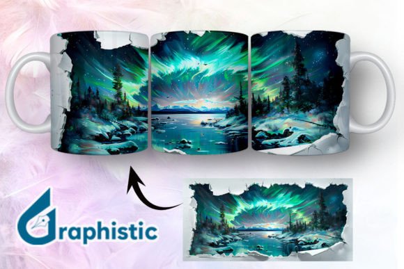 Cracked Northern Lights Mug Wrap 06