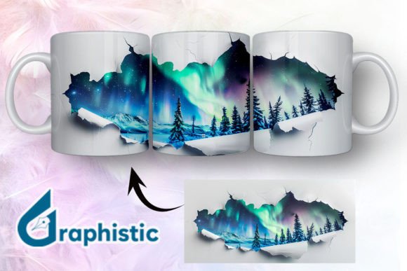 Cracked Northern Lights Mug Wrap 15