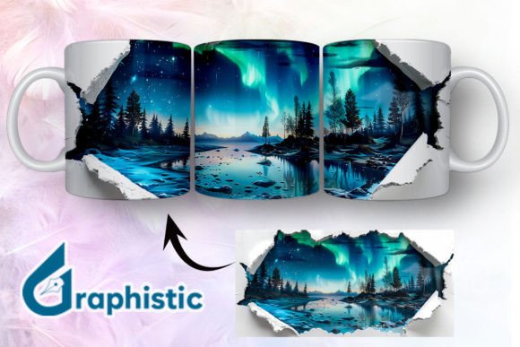 Cracked Northern Lights Mug Wrap 17