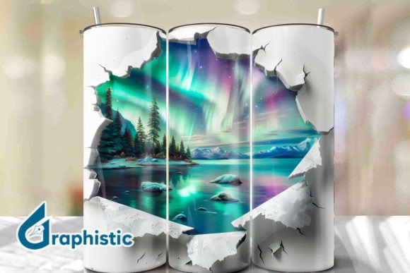 Cracked Northern Lights Tumbler Wrap 29