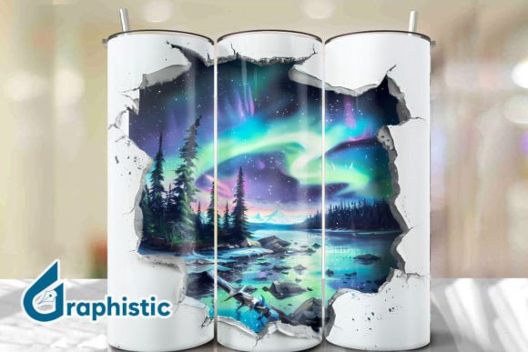 Cracked Northern Lights Tumbler Wrap 30