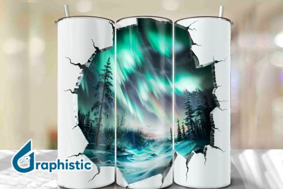 Cracked Northern Lights Tumbler Wrap 35