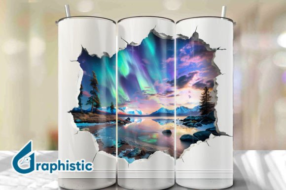 Cracked Northern Lights Tumbler Wrap 36