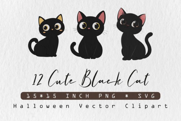 Cute Black Cat Halloween SVG Bundle