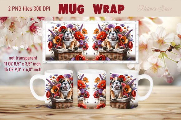 Cute Bulldog Mug Wrap Sublimation Design