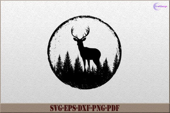 Deer in Forest SVG Deer Silhouette SVG