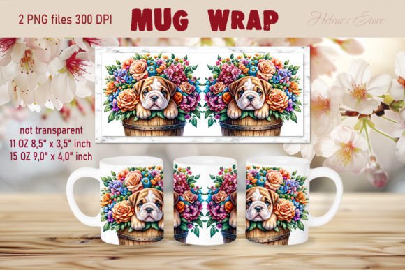 Dog Bulldog Mug Wrap Sublimation Designs