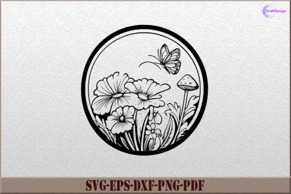 Flower with Mushroom SVG Butterfly SVG