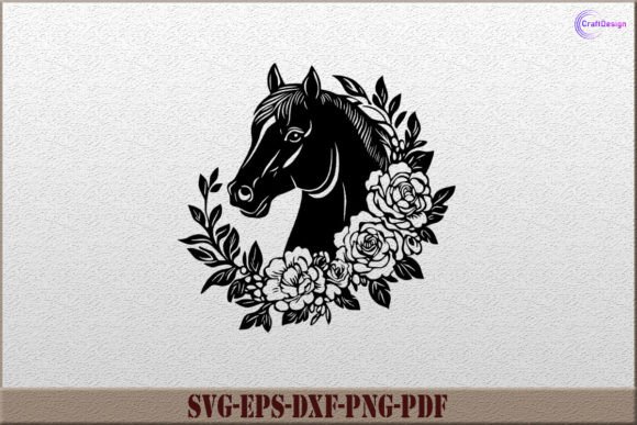 Horse Head with Floral Horse Vector SVG