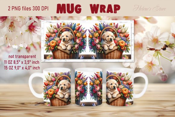 Labrador in Flowers Mug Wrap 11oz 15oz