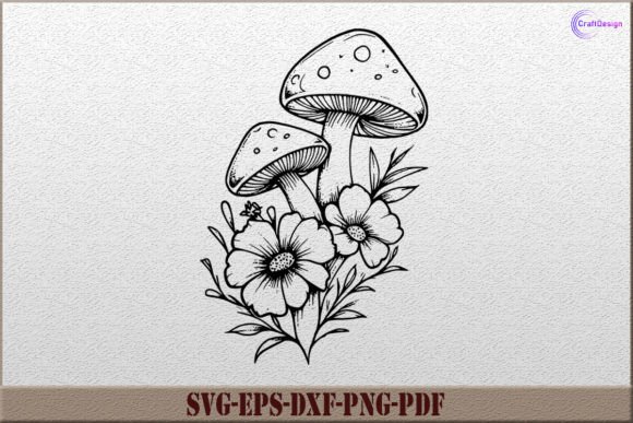 Mystical Mushroom with Flower SVG File