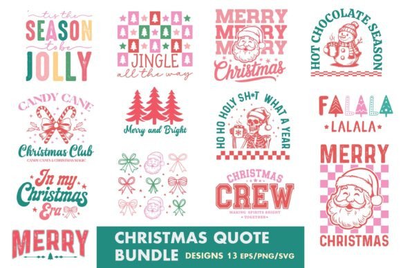 Retro Christmas SVG PNG Bundle Design